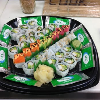 AFC Sushi - a variety of sushi on a plate - Sushi Bars Near Me - Turlock, California