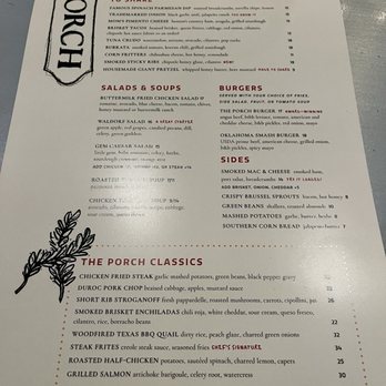 The Porch - Dinner menu - Southern Near Me - Dallas, Texas