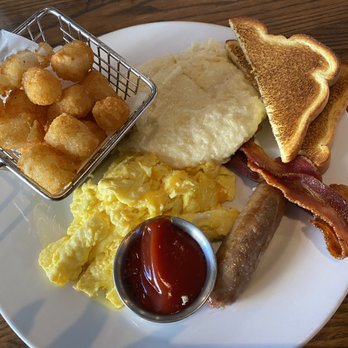 Lib's Grill - Crispy Bacon (3) Sausage (2) One Egg To Order Tater Tots Grits - New American Near Me - Fulton, Maryland Lib's Grill - Crispy Bacon (3) Sausage (2) One Egg To Order Tater Tots Grits - New American Near Me - Fulton, Maryland