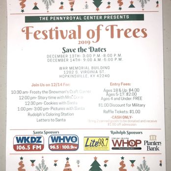 War Memorial Building - Festival of Trees 2019 flyer - Landmarks & Historical Buildings Near Me - Hopkinsville, Kentucky War Memorial Building - Festival of Trees 2019 flyer - Landmarks & Historical Buildings Near Me - Hopkinsville, Kentucky