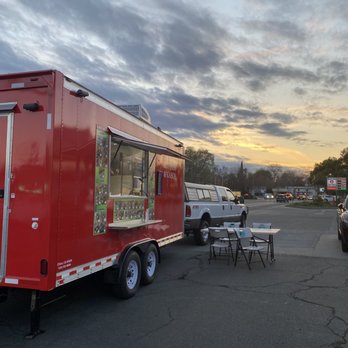 Gyro Express - a red food truck parked in a parking lot - Food Trucks Near Me - Chico, California