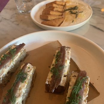 Aventino Cucina - Sardines on bread w butter and chickpea fried deliciousness w ricotta - Italian Near Me - Bethesda, Maryland