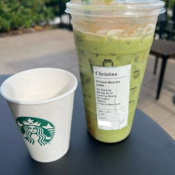 Starbucks - Venti Iced Matcha Latte. Nondairy Vanilla Sweet Cream Cold Foam on the side. - Coffee & Tea Near Me - Fort Lauderdale, Florida Starbucks - Venti Iced Matcha Latte. Nondairy Vanilla Sweet Cream Cold Foam on the side. - Coffee & Tea Near Me - Fort Lauderdale, Florida