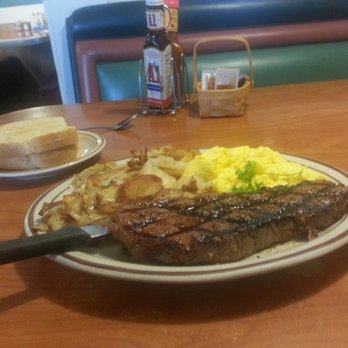 Prescott Junction Restaurant - 8 oz New York Strip and eggs. - American Near Me - Prescott, Arizona Prescott Junction Restaurant - 8 oz New York Strip and eggs. - American Near Me - Prescott, Arizona
