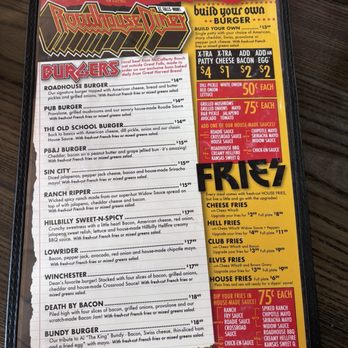 Roadhouse Diner - The menu ( only one side shown) - American Near Me - Great Falls, Montana Roadhouse Diner - The menu ( only one side shown) - American Near Me - Great Falls, Montana