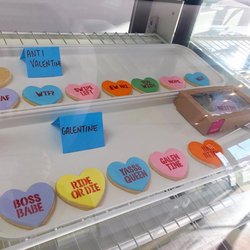 Crushed Sugar - Valentine's Day pre-order cookie display. Irreverent words are super clever.