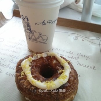 Paris Baguette - Lemon croissant/doughnut (cronut) with coffee - Bakeries Near Me - Edison, New Jersey Paris Baguette - Lemon croissant/doughnut (cronut) with coffee - Bakeries Near Me - Edison, New Jersey
