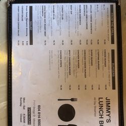 Jimmy's Lunch Box - Menu