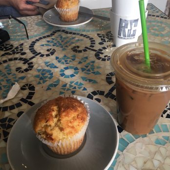 Relampago Coffee Lab - Mango-lime muffins (vegan) with a quad latte (using oat milk) and a Columbian pour over. Delightful! - Coffee & Tea Near Me - St. Augustine, Florida