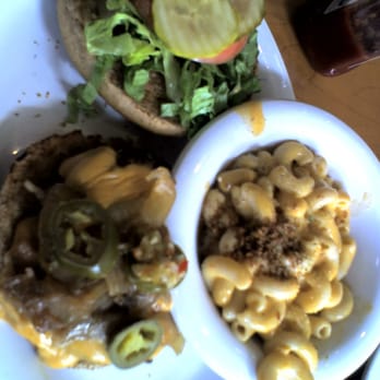 Veggie Grill by Next Level - VG Cheeseburger w/mac & cheese ($9.95 + $2.25) - Sandwiches Near Me - El Segundo, California