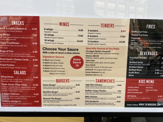 Menu photo 5 Wing Dome Seattle, WA