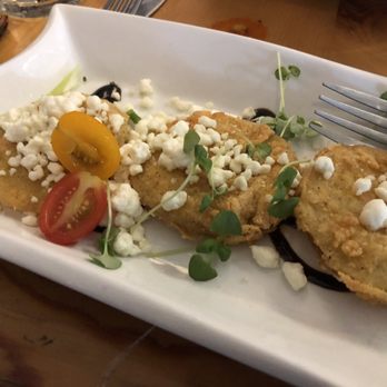 Poseidon - Fried Green Tomato Caprese - Gluten-free & delish! - Seafood Near Me - Hilton Head Island, South Carolina