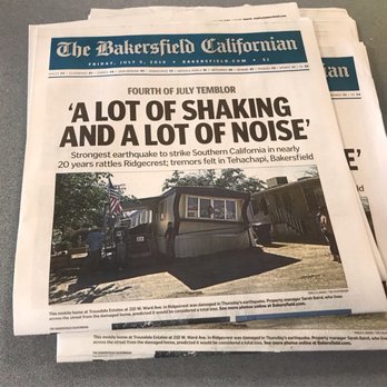 Kerr McGee Center - Trousdale Estates Mobile Home Park in Ridgcrest Ca.  where many victims of the quake once lived. A 6.4 knocked this trailer to its side. - Public Services & Government Near Me - Ridgecrest, California