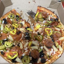When he brought out the pizza I couldn't believe that they made two of them.