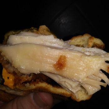 McDonald's - Close up of rubber chicken sandwich aka garbage. - Fast Food Near Me - Garden Grove, California McDonald's - Close up of rubber chicken sandwich aka garbage. - Fast Food Near Me - Garden Grove, California