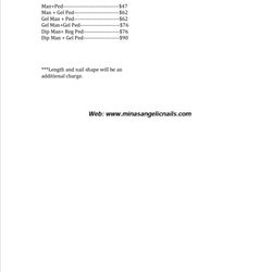 Mina’s Angelic Nails - Price List