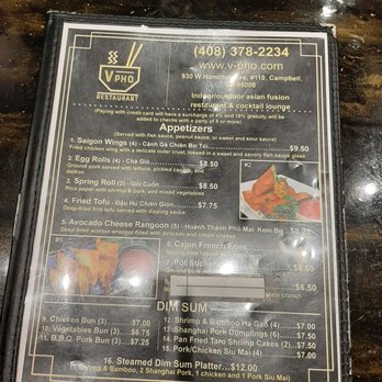 VPho - Menu Dec 2024 - Vietnamese Near Me - Campbell, California