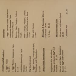 Breakfast menu - side 1