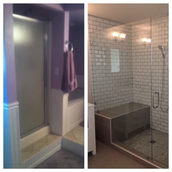 Le's Builders - Got rid of the tub and had a huge walk in shower installed. I am obsessed with the subway tiling and frameless shower door! - Roofing Near Me - Westminster, California Le's Builders - Got rid of the tub and had a huge walk in shower installed. I am obsessed with the subway tiling and frameless shower door! - Roofing Near Me - Westminster, California