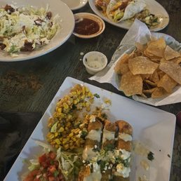 Flautas, salad, street corn Flautas, salad, street corn