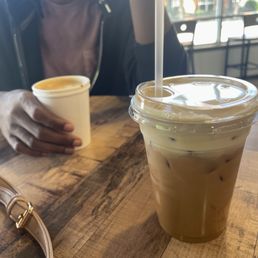 Hot latte and iced latte