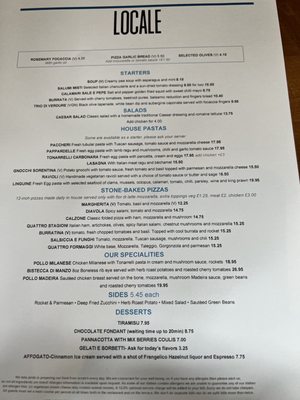 Menu photo 6 Locale London, XGL Menu photo 6 Locale London, XGL