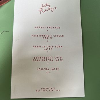 Little Ruby's Williamsburg - beverage menu - Breakfast & Brunch Near Me - Brooklyn, New York Little Ruby's Williamsburg - beverage menu - Breakfast & Brunch Near Me - Brooklyn, New York
