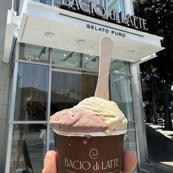Bacio di Latte - Chocolate Hazelnut and Pistachio Piccolo size - Gelato Near Me - Santa Monica, California Bacio di Latte - Chocolate Hazelnut and Pistachio Piccolo size - Gelato Near Me - Santa Monica, California