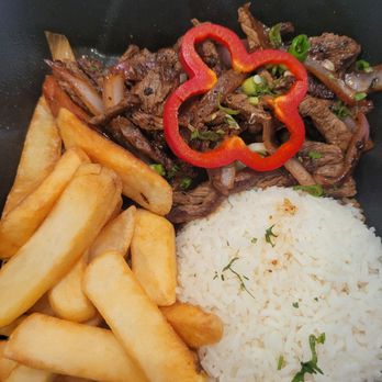 El Pollo Taco Peruvian Cuisine - Lomo Saltado in to go container beef. - Peruvian Near Me - Riverside, California