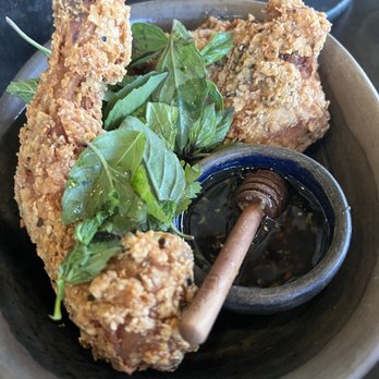 Jun - Fried Chicken (shrimp paste, ginger, thai chili, and herbs) for $23 (or $39 for a full chicken) - New American Near Me - Houston, Texas Jun - Fried Chicken (shrimp paste, ginger, thai chili, and herbs) for $23 (or $39 for a full chicken) - New American Near Me - Houston, Texas