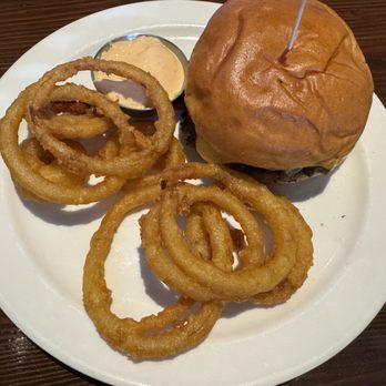 Troller Ale House - Happy hour burger with onion rings~ - Pubs Near Me - West Vancouver, British Columbia Troller Ale House - Happy hour burger with onion rings~ - Pubs Near Me - West Vancouver, British Columbia