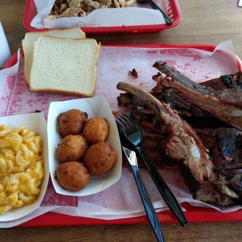 Rodney Scott's BBQ - Lb of ribs with Mac and hush puppies. - Barbeque Near Me - Charleston, South Carolina Rodney Scott's BBQ - Lb of ribs with Mac and hush puppies. - Barbeque Near Me - Charleston, South Carolina