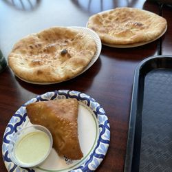 Khan Kabob House - Vegetable Samosa and Tandoori Bread