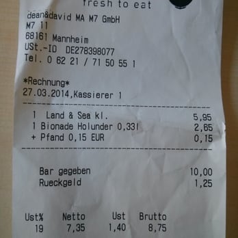 Dean & David - Rechnung - günstig geht anders - Salad Near Me - Mannheim, BW