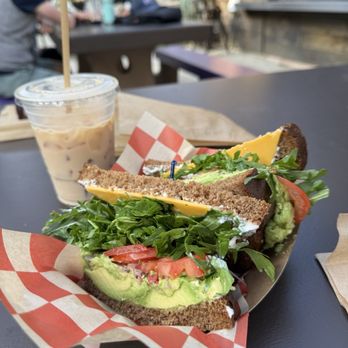 The Trails - Avocado Sandwich & Iced Chai Tea Latte - Cafes Near Me - Los Angeles, California