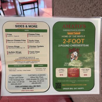 Amato's Cheesesteaks - Menu September 2026 - Sandwiches Near Me - San Jose, California Amato's Cheesesteaks - Menu September 2026 - Sandwiches Near Me - San Jose, California