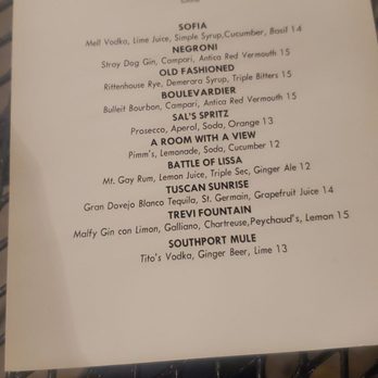 Sal's Trattoria - Cocktail menu - Italian Near Me - Chicago, Illinois Sal's Trattoria - Cocktail menu - Italian Near Me - Chicago, Illinois