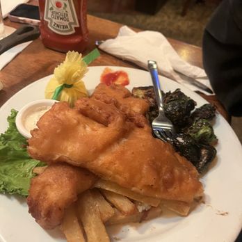 Red Lion Houston - full order of fish and chips (no peas sub brussel sprouts) - Pubs Near Me - Houston, Texas Red Lion Houston - full order of fish and chips (no peas sub brussel sprouts) - Pubs Near Me - Houston, Texas