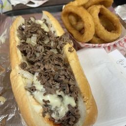 Cheesesteak and Onion Rings