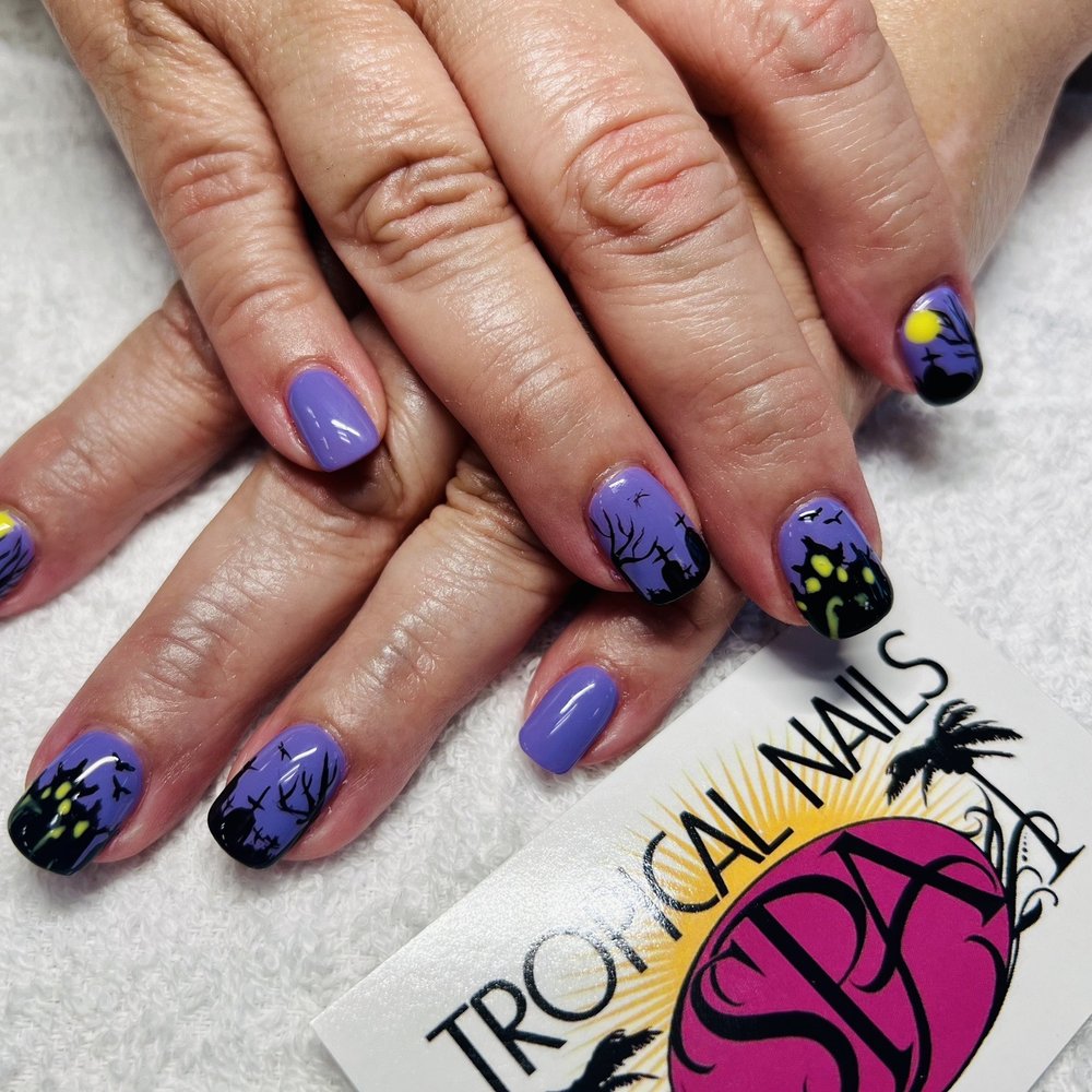 Tropical Nail Spa - Nina at tropical nails did a fabulous job she hand painted this Halloween theme for me today, - Nail Salons Near Me - O'Fallon, Illinois Tropical Nail Spa - Nina at tropical nails did a fabulous job she hand painted this Halloween theme for me today, - Nail Salons Near Me - O'Fallon, Illinois