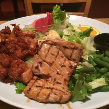 Taiko - Combi 6, tuna steak teriyaki, sashimi, and sesame chicken. - Japanese Near Me - Irvine, California Taiko - Combi 6, tuna steak teriyaki, sashimi, and sesame chicken. - Japanese Near Me - Irvine, California