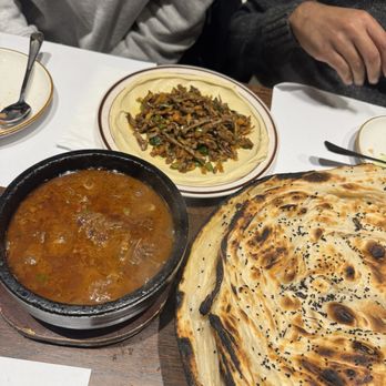 Yemenat - Beef Fahsa and Kebdah with Rashoosh (layered bread) - Middle Eastern Near Me - Brooklyn, New York Yemenat - Beef Fahsa and Kebdah with Rashoosh (layered bread) - Middle Eastern Near Me - Brooklyn, New York