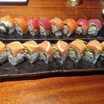 Sushi Fish Attack - Top: Cherry Blossom ($11.95) Bottom: Super Salmon ($10.95) - Sushi Bars Near Me - San Diego, California Sushi Fish Attack - Top: Cherry Blossom ($11.95) Bottom: Super Salmon ($10.95) - Sushi Bars Near Me - San Diego, California