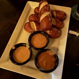 Pretzel beer cheese flight
