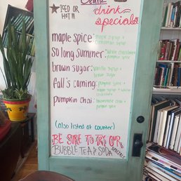 a menu on a door