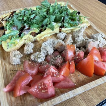 Ellinikon - Fig omelet with fresh tomatoes and crunchy bread - Mediterranean Near Me - Highland Park, New Jersey