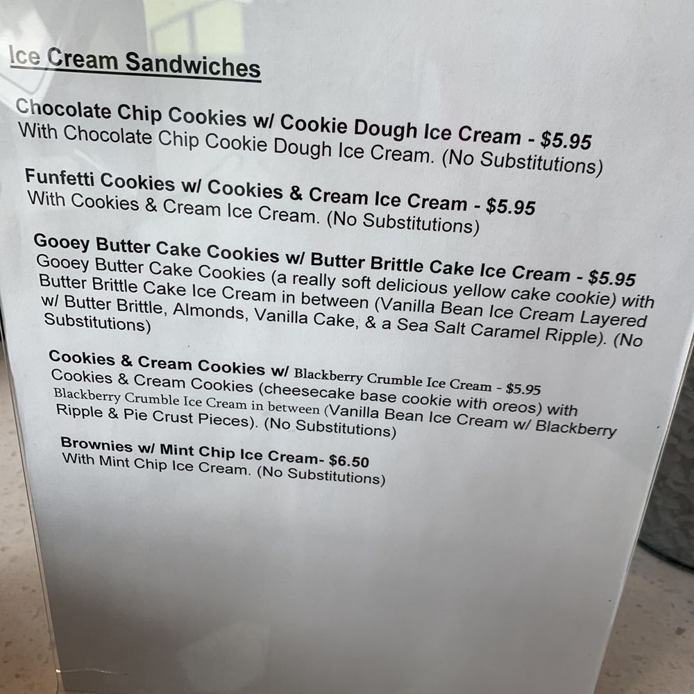 The Baked Bear - The current ice cream sandwich offerings as of 4/26/20 - Ice Cream & Frozen Yogurt Near Me - Austin, Texas