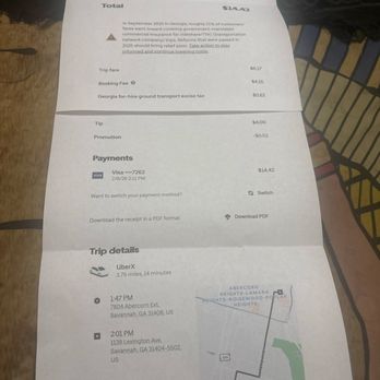 Uber Savannah - This is the Reciept I had to beg UBER for - Taxis Near Me Uber Savannah - This is the Reciept I had to beg UBER for - Taxis Near Me