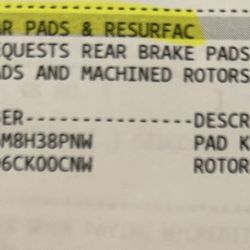 LaFontaine Infiniti Ann Arbor - they quoted putting on new rotors & pads.