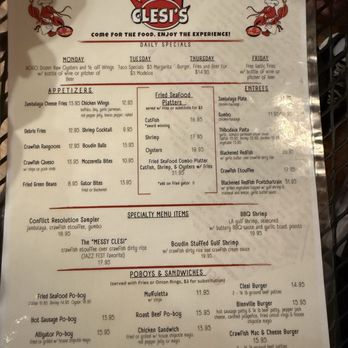 Clesi's Restaurant & Catering - Menu 1 - Seafood Near Me - New Orleans, Louisiana Clesi's Restaurant & Catering - Menu 1 - Seafood Near Me - New Orleans, Louisiana